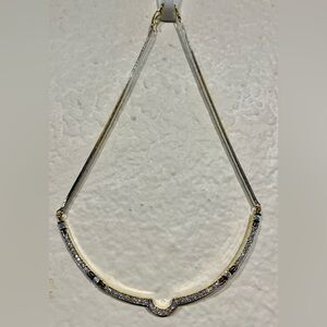 Vintage Gold & Silver-tone Bar Pendant Choker Necklace